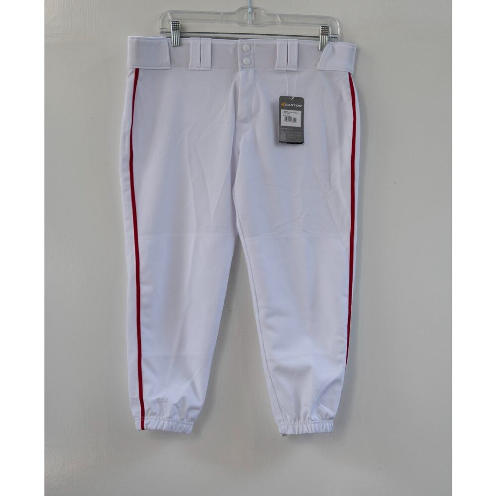 NWT Easton Pants Womens Large White Red Baseball Softball Pro Pipepant Cuffed